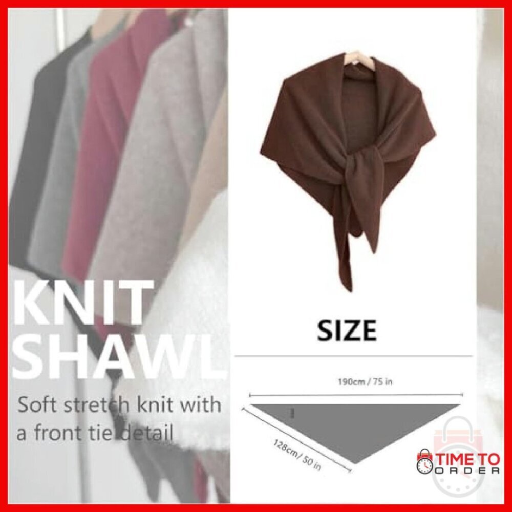 Premium Wool Blend Knit Shawl Wrap Cape Scarf 75x50 Inches - Picture 4 of 7